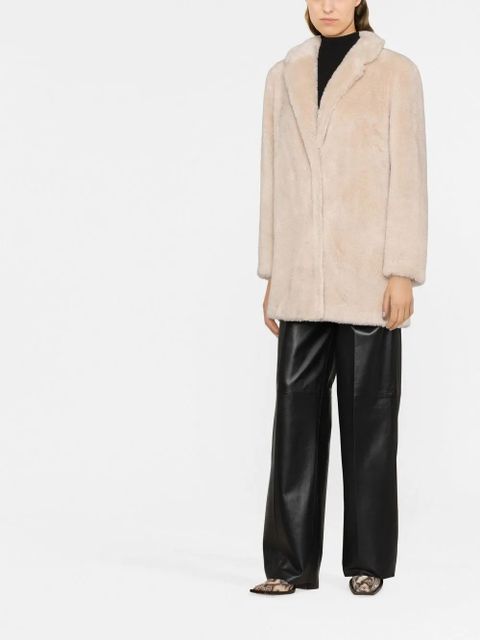 Yves Salomon shearling-trim single-breasted coat - Neutrals - zdjęcie produktu nr 2