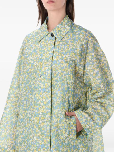 Prada floral-pattern trench coat - Blue