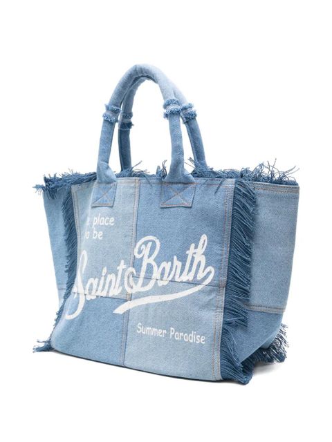 MC2 Saint Barth fringed denim tote bag - Blue