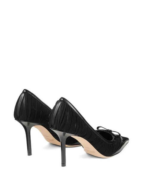 Jimmy Choo Love bow pointed leather pumps - Black