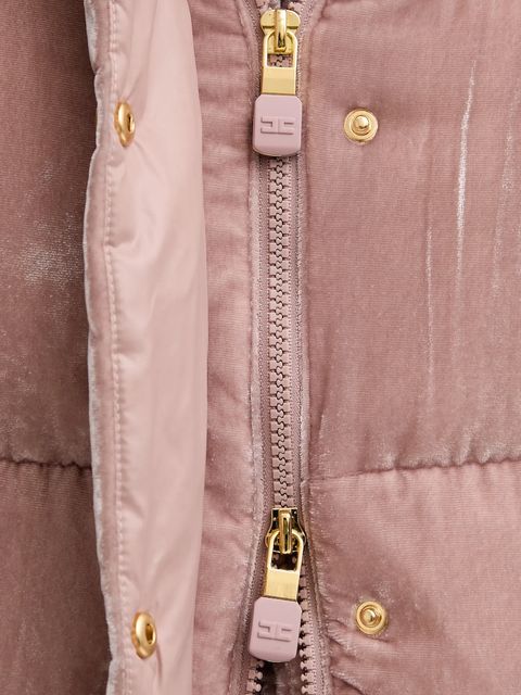 Elisabetta Franchi kurtka welurowa kolor różowy zimowa PI82D56E2