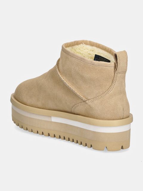 Tommy Jeans śniegowce zamszowe TJW SUEDE FLATFORM BOOT WL