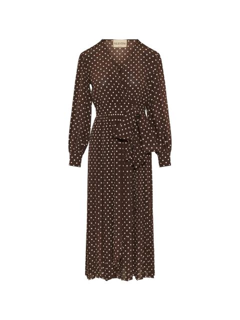 Valentino Garavani polka-dot tie-waist midi dress - Brown - zdjęcie produktu nr 1