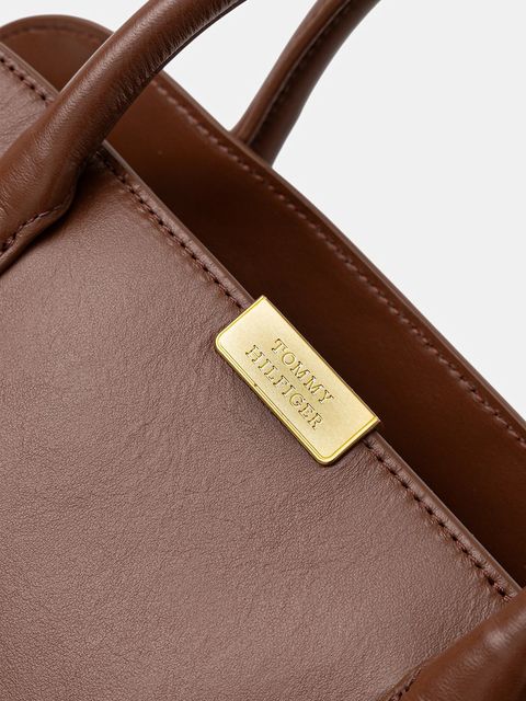 Tommy Hilfiger torebka skórzana kolor brązowy AW0AW18205