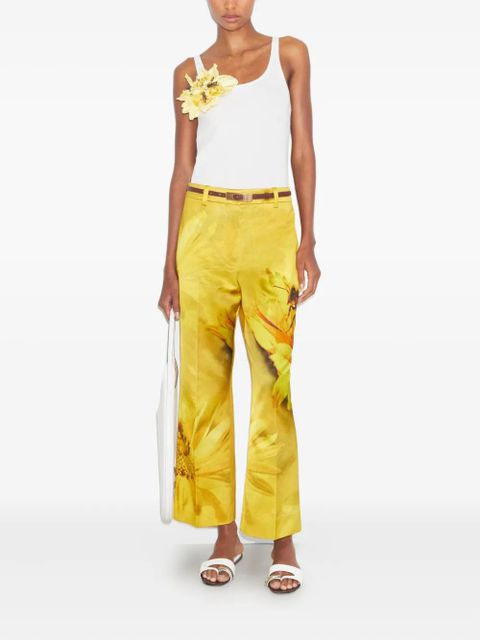 Tory Burch floral-print wide-leg trousers - Yellow - zdjęcie produktu nr 2