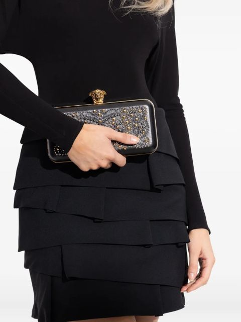 Versace embellishment chain clutch bag - Black