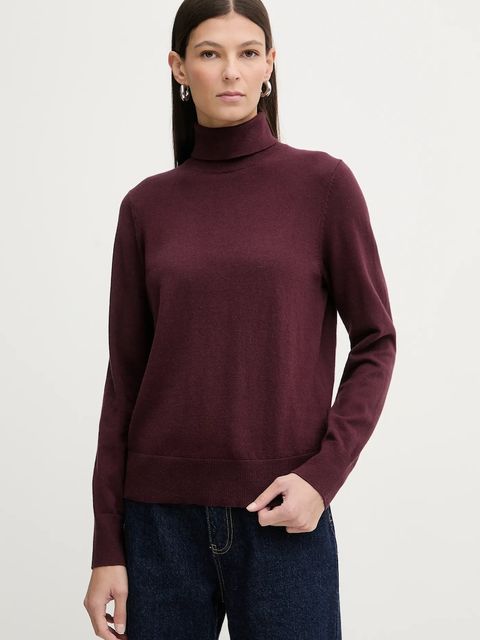 Marc O'Polo sweter damski kolor bordowy lekki z golfem 5000007462 - zdjęcie produktu nr 1