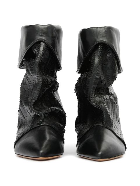 ISABEL MARANT 45mm Edrik pointed embossed boots - Black