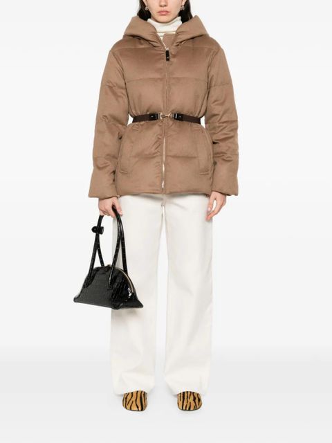 Max Mara hooded belted quilted jacket - Brown