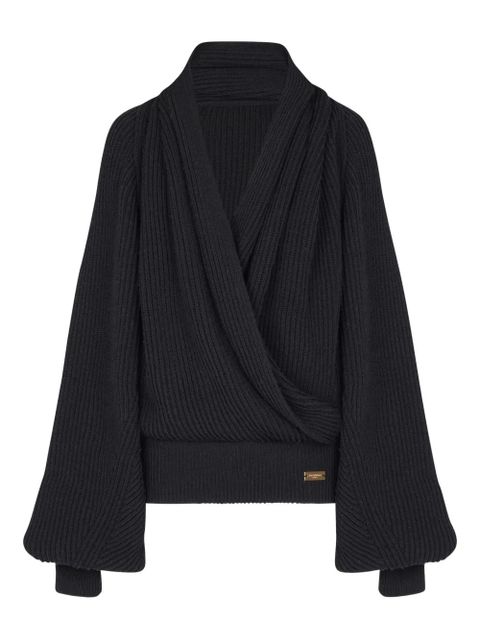 Balmain ribbed-knit hoodie - Black - zdjęcie produktu nr 1