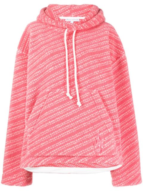 JW Anderson logo-embroidered fleece-textured hoodie - Pink - zdjęcie produktu nr 1
