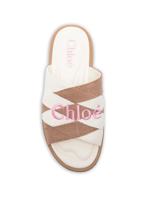 Chloé Poolette embroidery sandals - White