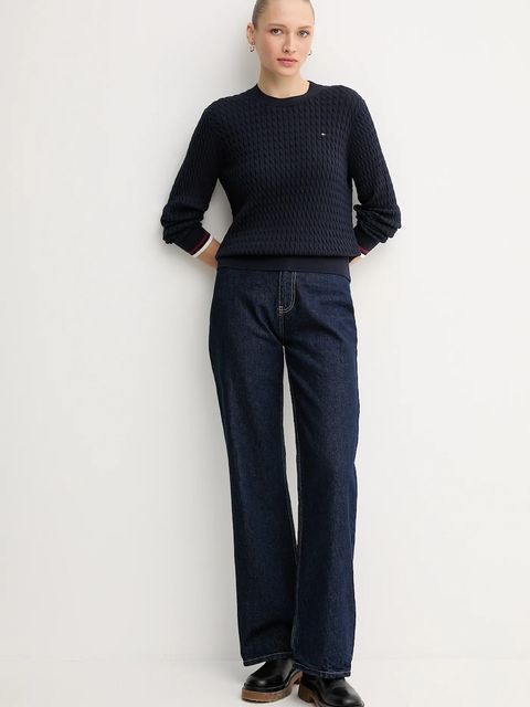 Tommy Hilfiger sweter bawełniany kolor granatowy lekki WW0WW44993