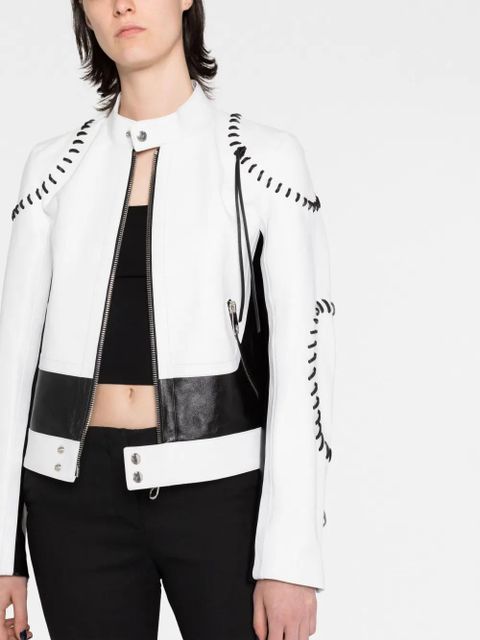 Chloé whipstitch-detailing leather jacket - White - zdjęcie produktu nr 2