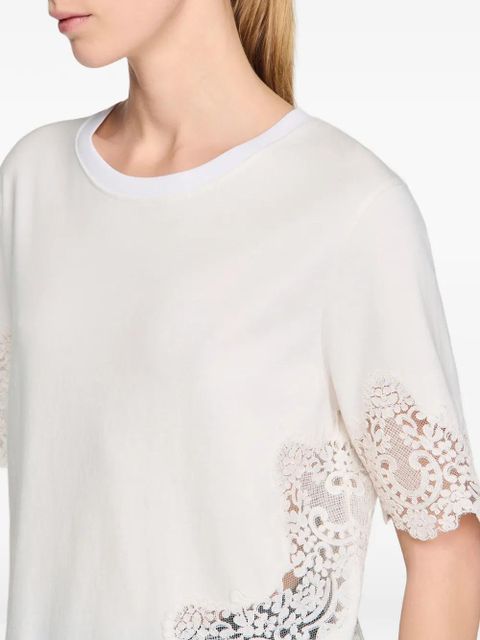 SANDRO lace-detail short-sleeve T-shirt - White
