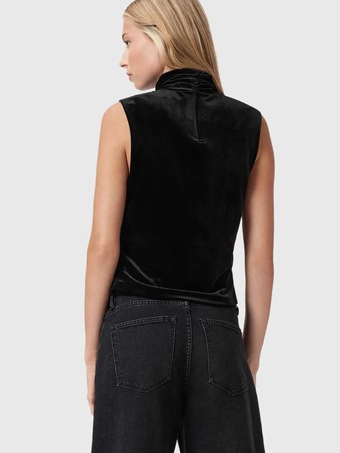 AllSaints bluzka damska kolor czarny gładka W012PZ - zdjęcie produktu nr 2