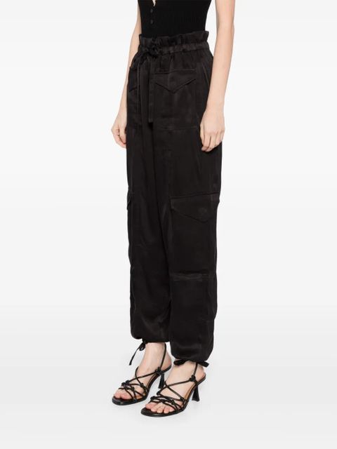 GANNI washed satin trousers - Black