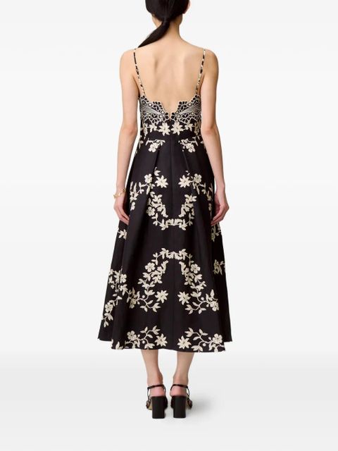 Claudie Pierlot floral-pattern embroidered midi dress - Black