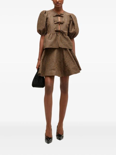GANNI Gingham Skirt - Brown - zdjęcie produktu nr 2