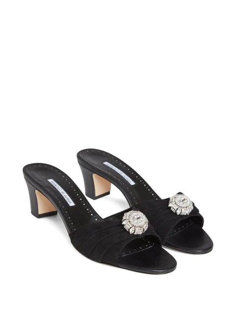 Manolo Blahnik 50mm Ansaklo pleated-detail mules - Black