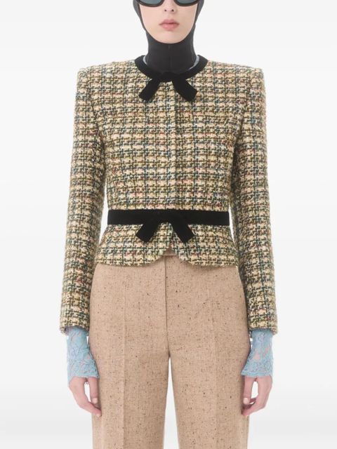 Valentino Garavani bow-belt tweed jacket - Green