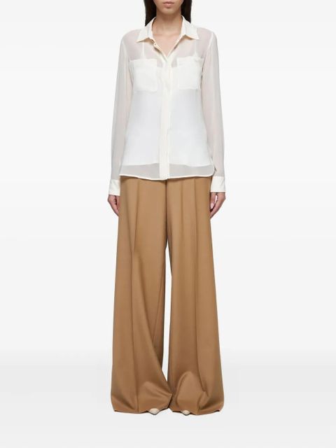 Max Mara embroidered-pocket silk shirt - Neutrals