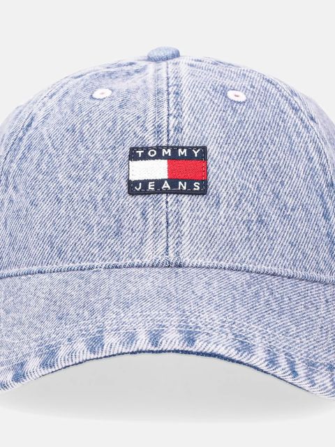 Tommy Jeans czapka z daszkiem jeansowa kolor fioletowy AW0AW17643