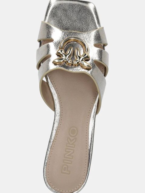 Pinko klapki skórzane Marli damskie kolor złoty SD0313 P049 Z22