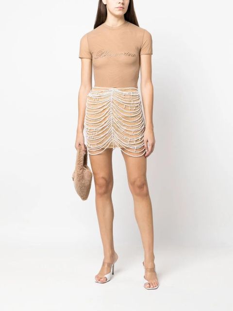 Blumarine pearl-embellished skirt - Neutrals