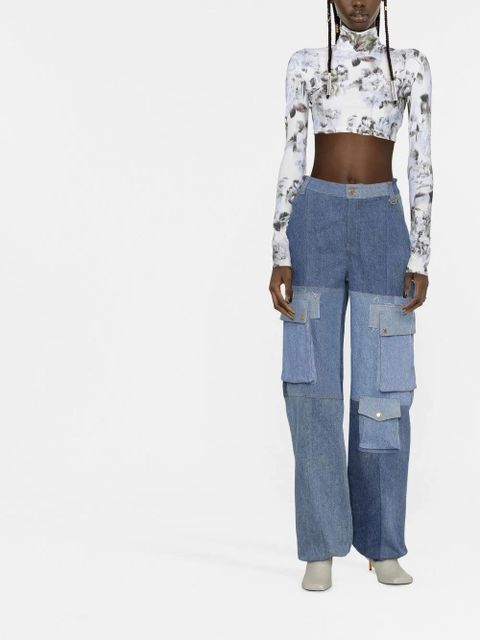 Marine Serre high-rise panelled jeans - Blue - zdjęcie produktu nr 2