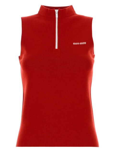 Miu Miu half-zip wool vest - Red - zdjęcie produktu nr 1