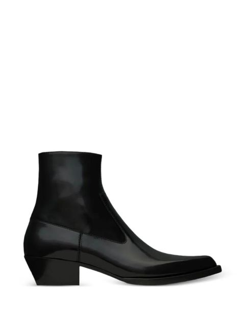 Saint Laurent 40mm Beat pointed-toe leather boots - Black - zdjęcie produktu nr 1