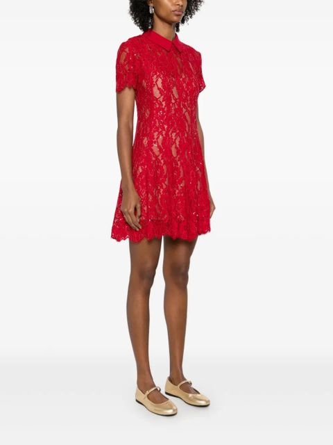 Self-Portrait sequin lace mini dress - Red