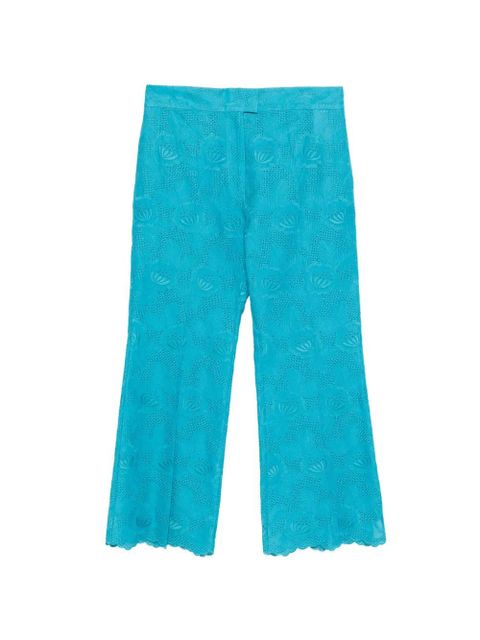 Valentino Garavani floral-embroidery trousers - Blue - zdjęcie produktu nr 1