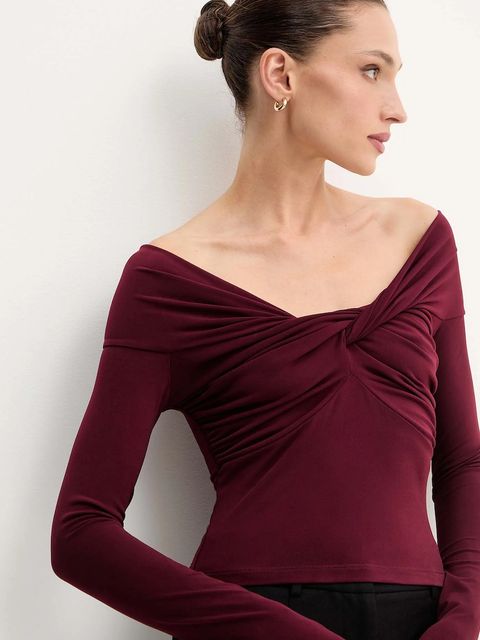 Patrizia Pepe bluzka damska kolor bordowy gładka 2M4477 J333