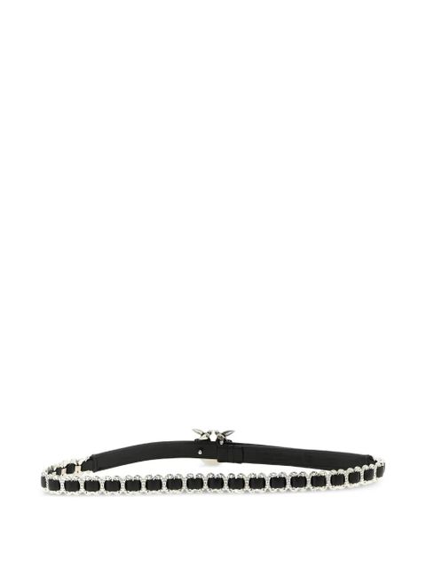 PINKO Love Birds rhinestone-embellished leather belt - Black - zdjęcie produktu nr 2