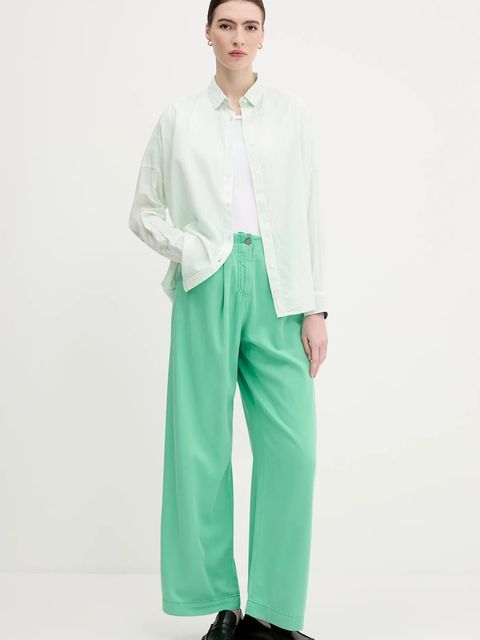 United Colors of Benetton spodnie damskie kolor zielony proste high waist 4LEDDF09O - zdjęcie produktu nr 2