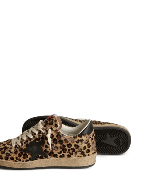 Golden Goose Ball Star sneakers in leo-print pony skin, black leather star & heel tab - Neutrals