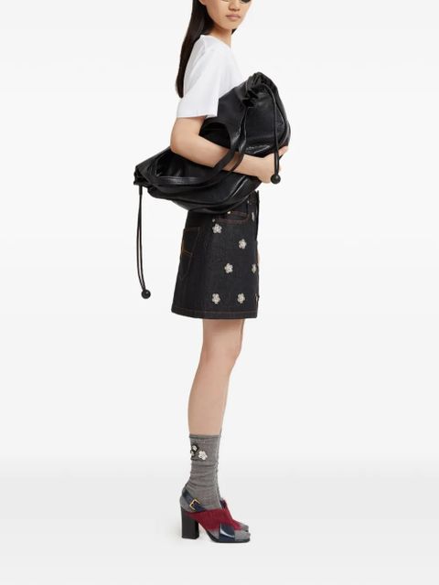 Marni daisy-appliqué denim mini skirt - Blue