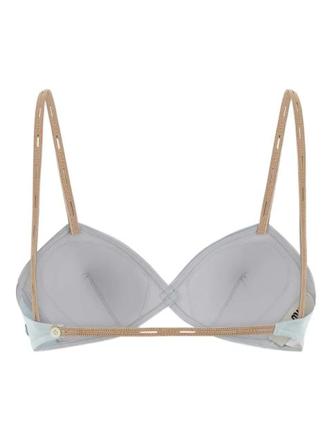Miu Miu logo-patch satin bra - Blue - zdjęcie produktu nr 2
