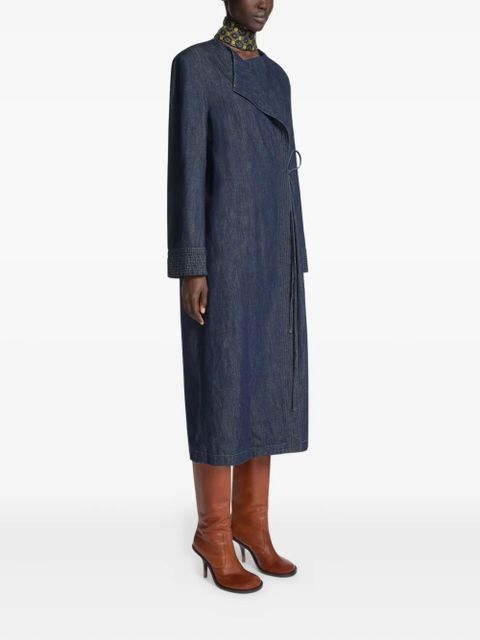 DRIES VAN NOTEN wrap-tie denim coat - Blue