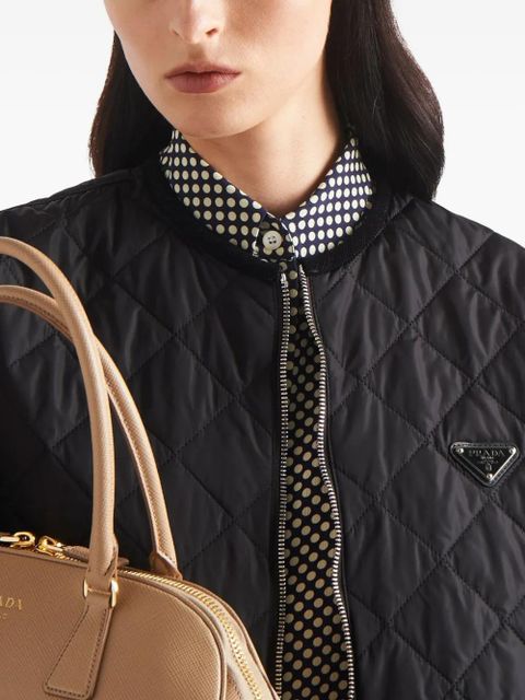 Prada quilted corduroy-trim jacket - Black