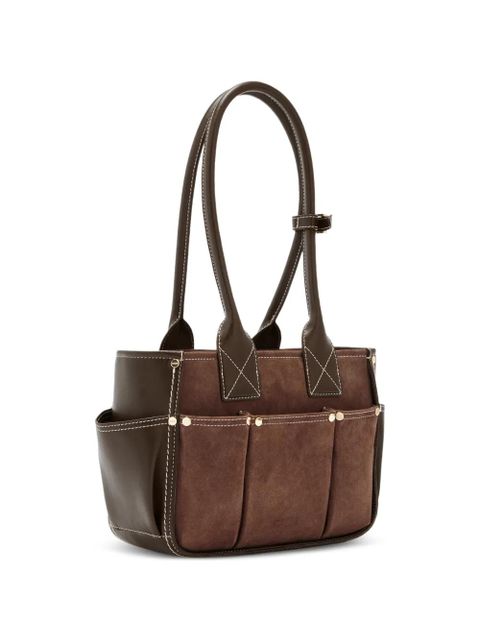 GANNI stud embellished shoulder bag - Brown