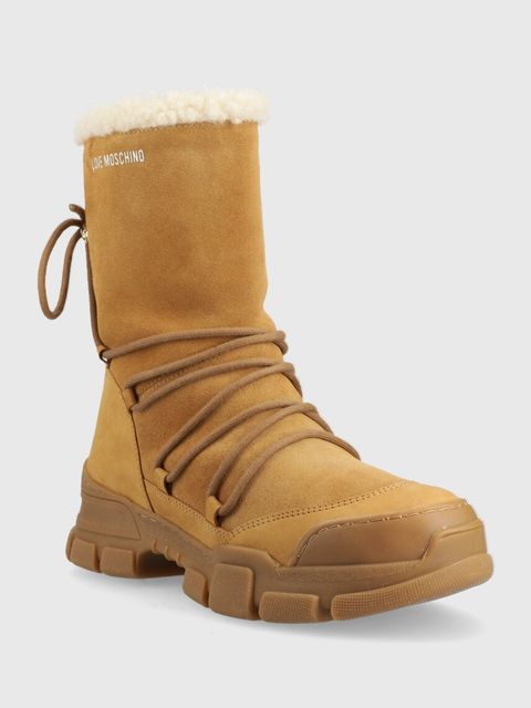 Love Moschino śniegowce zamszowe kolor beżowy