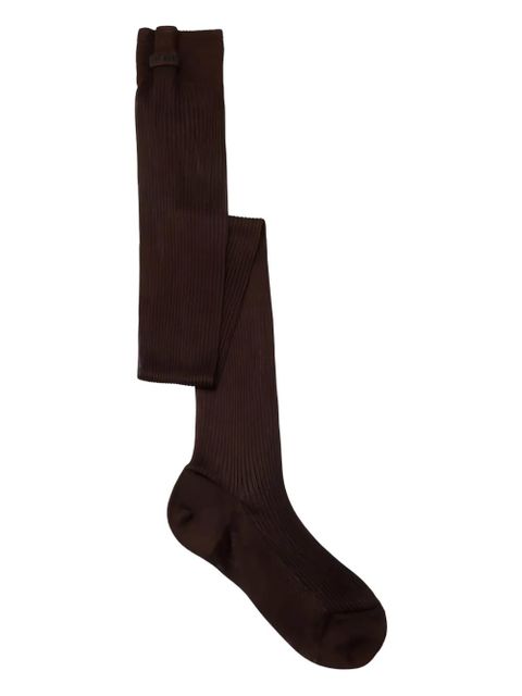 Miu Miu ribbed logo socks - Brown - zdjęcie produktu nr 1