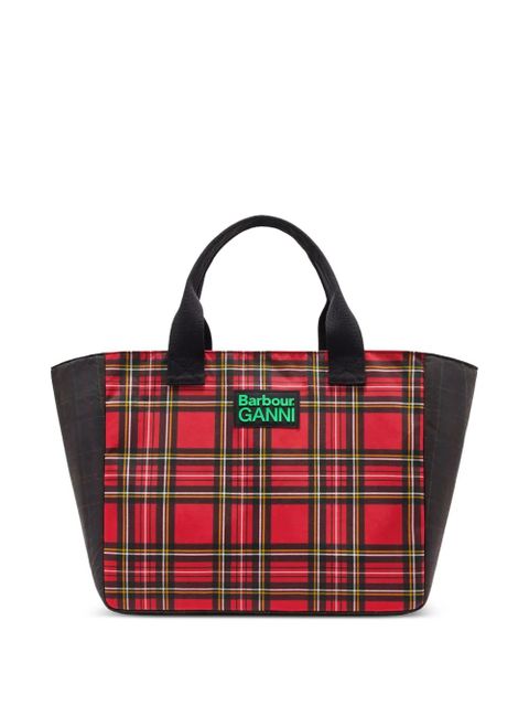 GANNI x Barbour tartan tote bag - Red