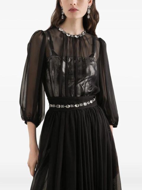 Dolce & Gabbana jewel-embellished chiffon dress - Black