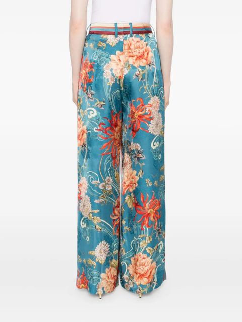 ALEMAIS floral-print pleated trousers - Blue