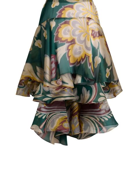 ETRO floral ruffled asymmetric skirt - Green - zdjęcie produktu nr 2