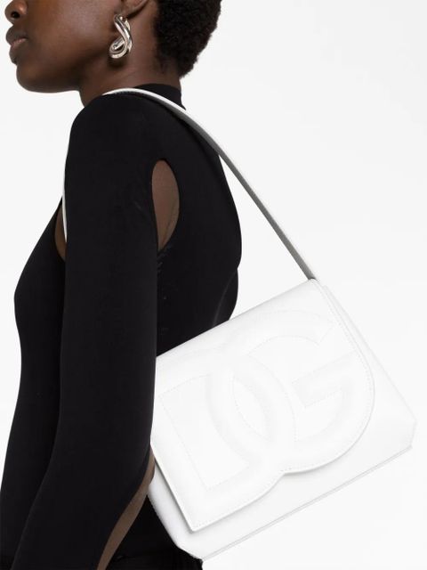 Dolce & Gabbana logo-embossed leather shoulder bag - White